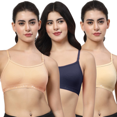 LILY 3321 Women Sports Non Padded Bra(Orange, Blue, Brown)