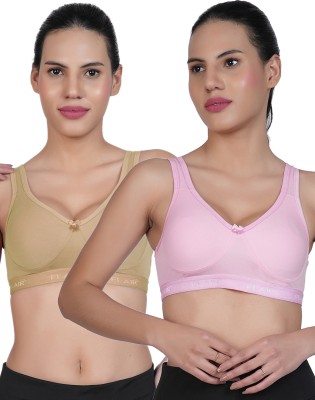 Shyam Sons FLAIR Anika Women Sports Non Padded Bra(Beige, Pink)