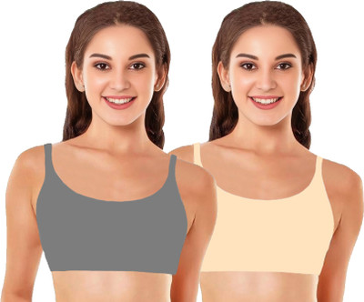 BRAAFEE Girls stretchable cotton full coverage non padded bra Girls Training/Beginners Non Padded Bra(Multicolor)