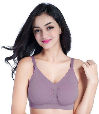 Zylum Fashion Seamless Nursing Bra Women Maternity/Nursing Lightly Padded Bra(Purple)