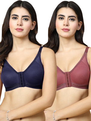 Docare DCFO280 Front Open Women T-Shirt Non Padded Bra(Dark Blue, Maroon)