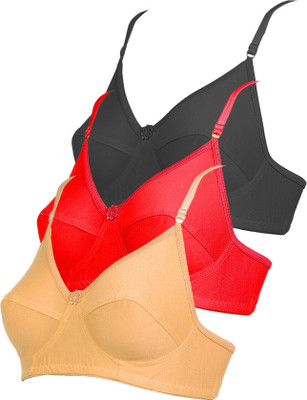 Fashocart Comfort & Non-Padded Women Full Coverage Non Padded Bra(Red, Black, Beige)