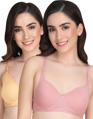 Liigne Women Full Coverage Non Padded Bra(Yellow, Pink)