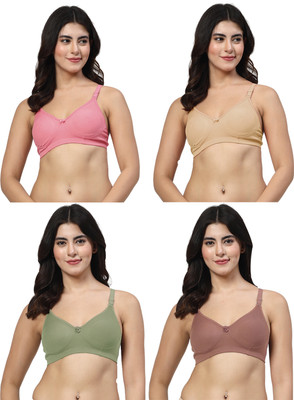 LILY axela Women T-Shirt Non Padded Bra(Pink, Beige, Maroon, Green)