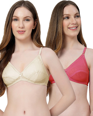 LILY anwahb Women Everyday Non Padded Bra(Beige, Maroon)
