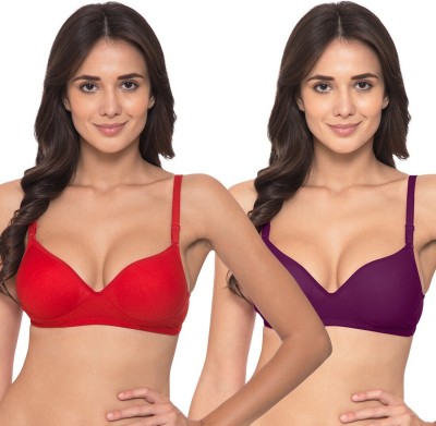 KOMLI by Komli Komli Magenta and Red Heavy Padded Full Coverage Wirefree Bra combo Women T-Shirt Heavily Padded Bra(Red)