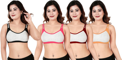 MUSIFASH SRP11121314_Black,Pink,Maroon & Yellow Women Sports Non Padded Bra(Multicolor)