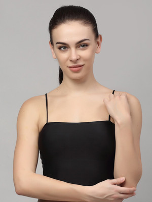 Quttos Quttos Basic Spegiti Bralette For Women Women Bralette Lightly Padded Bra(Black)