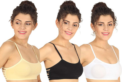 Us Fashion Sports Bra Cami Bra Lightly Padded Bra Women Full Coverage Lightly Padded Bra(Black, Beige, White)