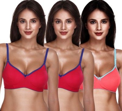 SONA by SA-45 SA-45 Every Day Padded Non-Wired T-Shirt Bra Seamless Women T-Shirt Non Padded Bra(Red, Pink)