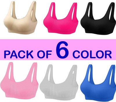 KHANJAN FASHION Women's Cotton Non Padded no Wire Free no Tube bra extension extender no hook Women Sports Non Padded Bra(Grey, Pink, Black, Blue, Maroon, Red, Multicolor)