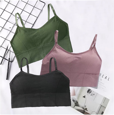 BRAABAA Pack of 3 Women fancy padded sports bra Women Sports Lightly Padded Bra(Pink, Yellow, Dark Green)