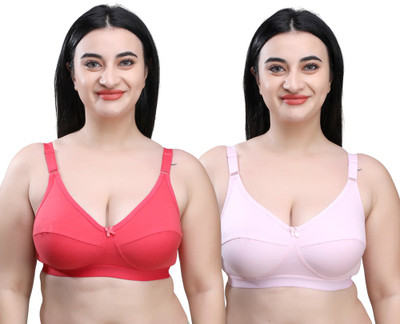 SKDREAMS SKDREAMS Multicolor Cotton Blend Non Padded Women's Set of 2 Full Coverage Bra Women Everyday Non Padded Bra(Multicolor)