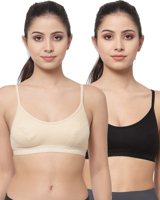 COLLEGE GIRL SB08 Women Sports Non Padded Bra(Beige, Black)