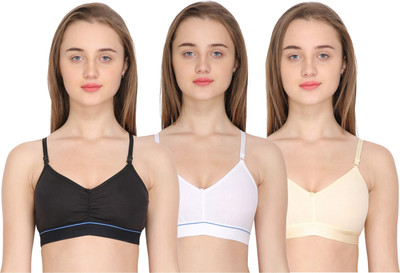 ShopGlobal Women Sports Non Padded Bra(Gold, Pink, Black)