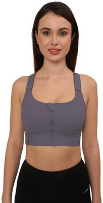Kesar Lingeries Sports Yoga Bra with Adjustable Straps High Impact Shockproof Brassiere Women Sports Lightly Padded Bra(Purple)