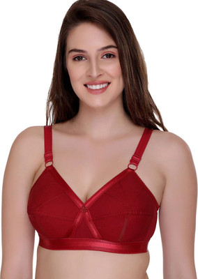 SONA by PERFECTO Women's Perfecto Cotton Full Coverage Plus Size Non-Padded Wirefree Everyday Bra Women Full Coverage Non Padded Bra(Maroon)