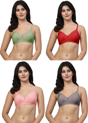 LILY akinos Women T-Shirt Non Padded Bra(Green, Maroon, Pink, Grey)