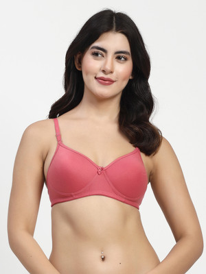 LILY mfruomalg Women T-Shirt Lightly Padded Bra(Maroon)