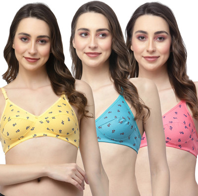 Docare Women Minimizer Non Padded Bra(Blue, Yellow, Pink)