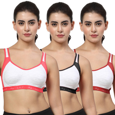 LILY Strops999 Women Sports Non Padded Bra(Red, Black, Maroon)