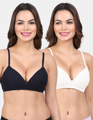 AMOUR SECRET Amour Secret Cotton Mixed Sweet-Heart Neck Bra PD9334 Women Everyday Lightly Padded Bra(Multicolor)