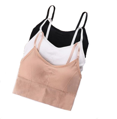 DreamBe Pack of 3 Girls Cotton Padded Teenager Full Coverage Sports Yoga Gymwear Bra Women Sports Lightly Padded Bra(Multicolor)