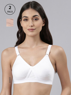 Dollar Missy Wire-Free Crossover Support Everyday Women Everyday Non Padded Bra(White, Beige)