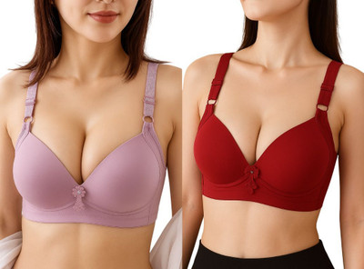 jd fashion Women Everyday Lightly Padded Bra(Pink, Red)