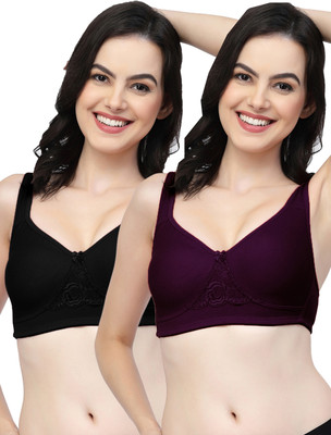 COLLEGE GIRL CG1214Mino Women Minimizer Non Padded Bra(Purple, Black)