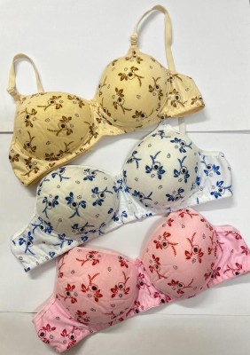Extoes Combo pack of 3 Women Push-up Lightly Padded Bra(Pink, Blue, Beige)