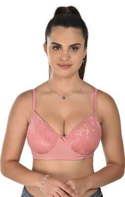 A ZALEX BEAUTY T-Shirt Bra is made through smooth moulded cups from a single fabric. Women Everyday Lightly Padded Bra(Pink)