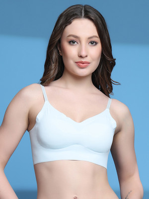 Quttos Quttos Ligthtly Padded Solid Bralette Bra For Women Women Bralette Lightly Padded Bra(Light Blue)