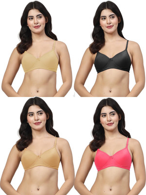 LILY maofcigam Women T-Shirt Lightly Padded Bra(Beige, Black, Red, Gold)