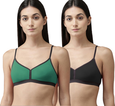 Cup's-In A-Veni Bra Women Minimizer Non Padded Bra(Green, Black)