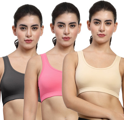 LILY stropsyttakMino Women Sports Non Padded Bra(Beige, Black, Pink)
