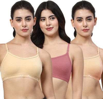 LILY 3321Mino Women Sports Non Padded Bra(Beige, Orange, Pink)