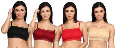 SHEBAE Girls T-shirt Bralette Bra for Women Combo Set Padded Push Up Gym Running Women Bralette Lightly Padded Bra(Black, Purple, Red, Beige)