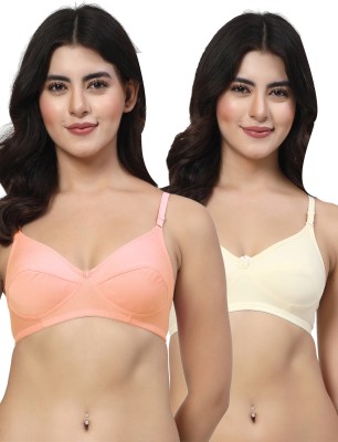 LILY Enimsaj Women Everyday Non Padded Bra(Orange, Beige)