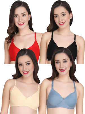 Tulzott Women Everyday Padded Bra (Pack Of 4) for T-Shirt Saree Dress Sports Garment Women Everyday Lightly Padded Bra(Multicolor)