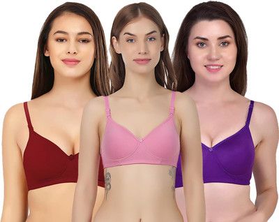 CHILEELIFE Women Everyday Lightly Padded Bra(Maroon, Purple, Pink)