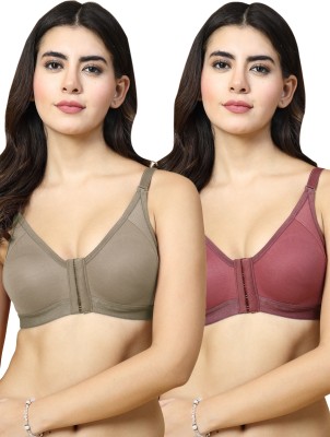 Docare DCFO280 Front Open Women T-Shirt Non Padded Bra(Brown, Maroon)