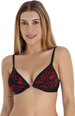 Selfcare Womens Net Lightly Padded Half Coverage Plunge Bra - SN3701 Women Plunge Lightly Padded Bra(Black)