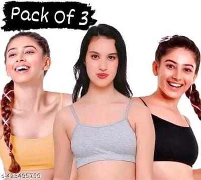 Mishti Fashion Girls Training/Beginners Non Padded Bra(Black, Gold, Grey)