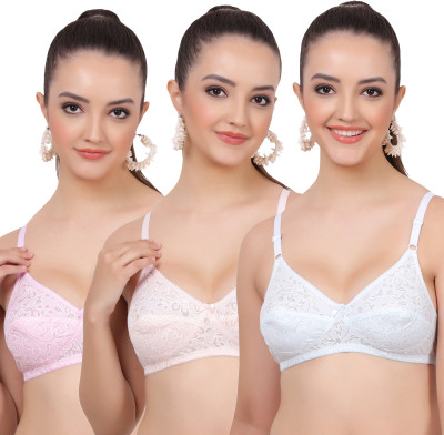 FigureFit Mino Women Everyday Non Padded Bra(Blue, Orange, Pink)