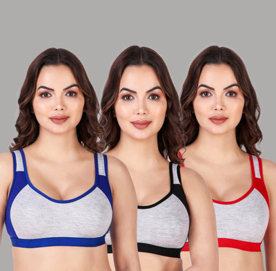 lufiya meena Women Full Coverage Non Padded Bra(Black, Blue, Red)