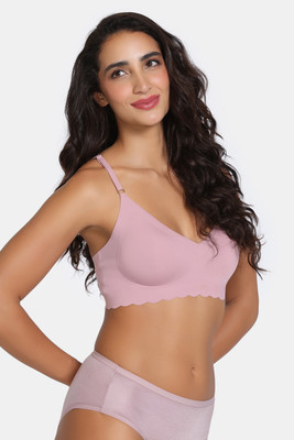 ZIVAME Zivame Seamless Collective Padded Non Wired 3/4Th Coverage Bralette - Pink Women Bralette Lightly Padded Bra(Pink)