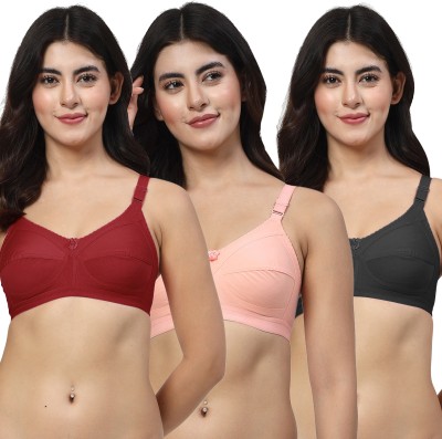 LILY C703 Women Minimizer Non Padded Bra(Maroon, Pink, Black)