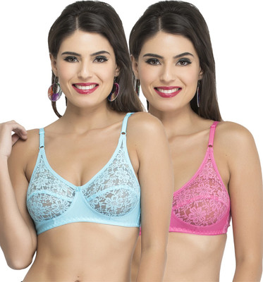 Docare Women Bralette Non Padded Bra(Blue, Pink)