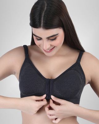 BODYSIZE Front Open Women Full Coverage Non Padded Bra(Black)